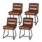Set of 2/4 Mid-Century Modern Leatherette Solid Back Dining Chair with V-shaped Solidwood Legs